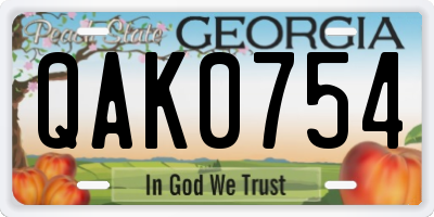 GA license plate QAK0754