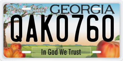 GA license plate QAK0760