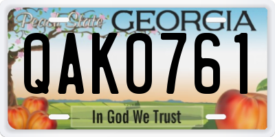 GA license plate QAK0761