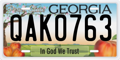 GA license plate QAK0763
