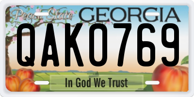 GA license plate QAK0769