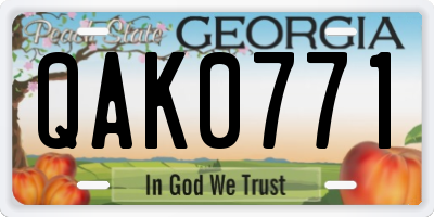 GA license plate QAK0771