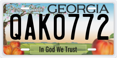 GA license plate QAK0772