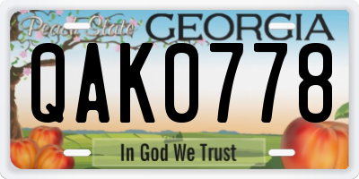 GA license plate QAK0778