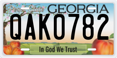 GA license plate QAK0782