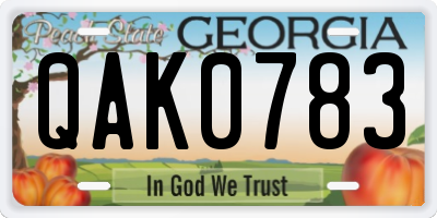 GA license plate QAK0783