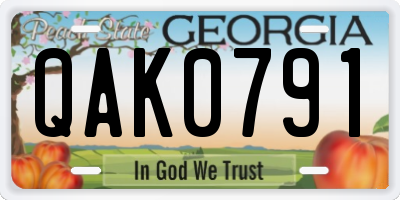 GA license plate QAK0791