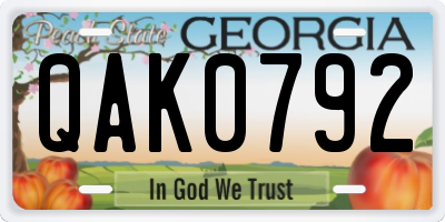 GA license plate QAK0792