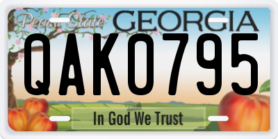 GA license plate QAK0795