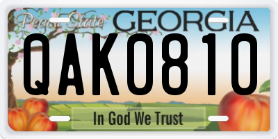 GA license plate QAK0810