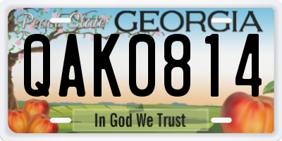 GA license plate QAK0814