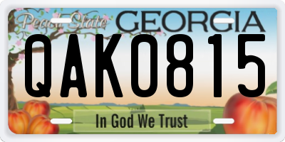GA license plate QAK0815