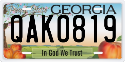 GA license plate QAK0819