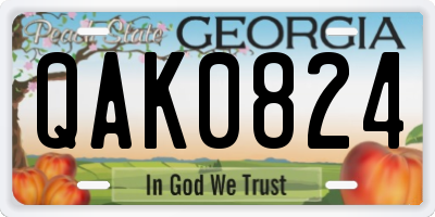 GA license plate QAK0824