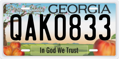 GA license plate QAK0833