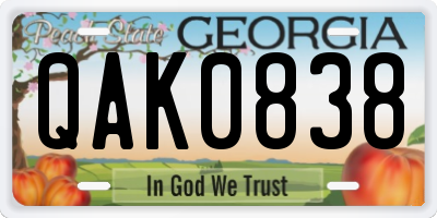 GA license plate QAK0838
