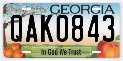 GA license plate QAK0843