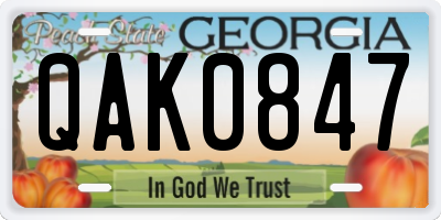 GA license plate QAK0847