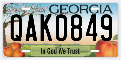 GA license plate QAK0849