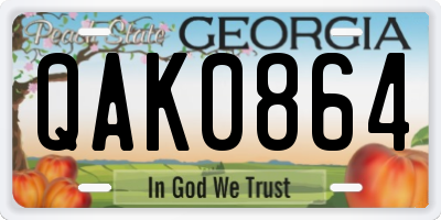 GA license plate QAK0864