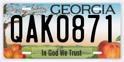 GA license plate QAK0871