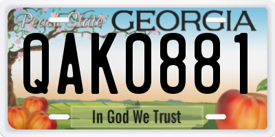 GA license plate QAK0881