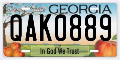 GA license plate QAK0889
