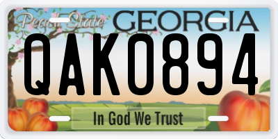 GA license plate QAK0894