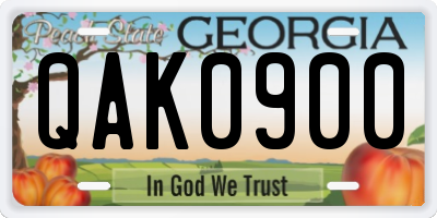 GA license plate QAK0900