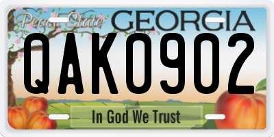 GA license plate QAK0902