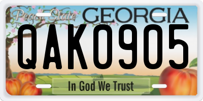 GA license plate QAK0905
