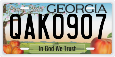GA license plate QAK0907