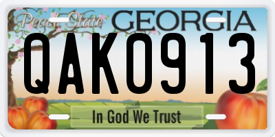 GA license plate QAK0913