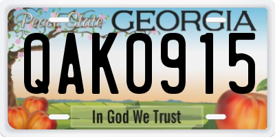 GA license plate QAK0915