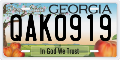 GA license plate QAK0919