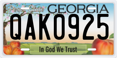 GA license plate QAK0925
