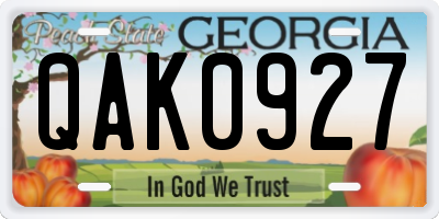 GA license plate QAK0927