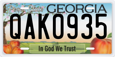 GA license plate QAK0935