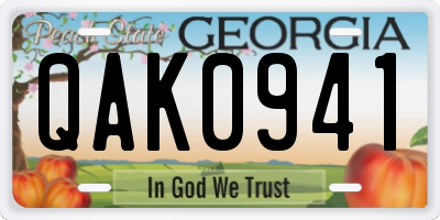 GA license plate QAK0941