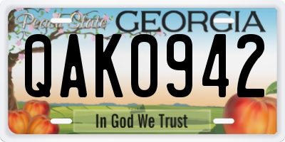 GA license plate QAK0942
