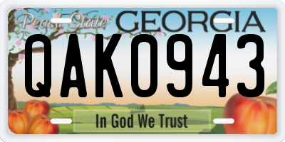 GA license plate QAK0943