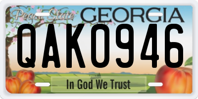 GA license plate QAK0946