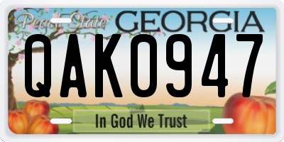 GA license plate QAK0947