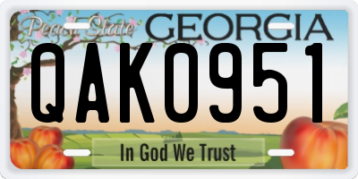 GA license plate QAK0951