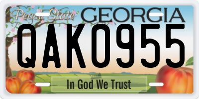 GA license plate QAK0955