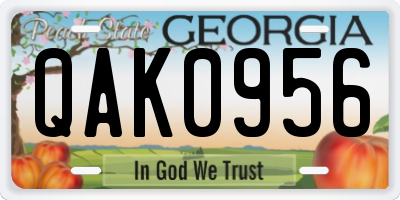 GA license plate QAK0956