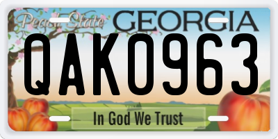 GA license plate QAK0963