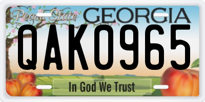 GA license plate QAK0965