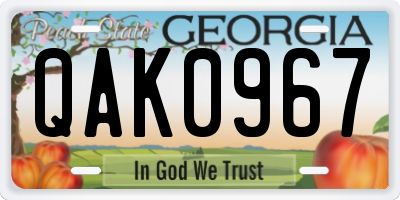 GA license plate QAK0967