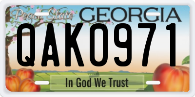 GA license plate QAK0971
